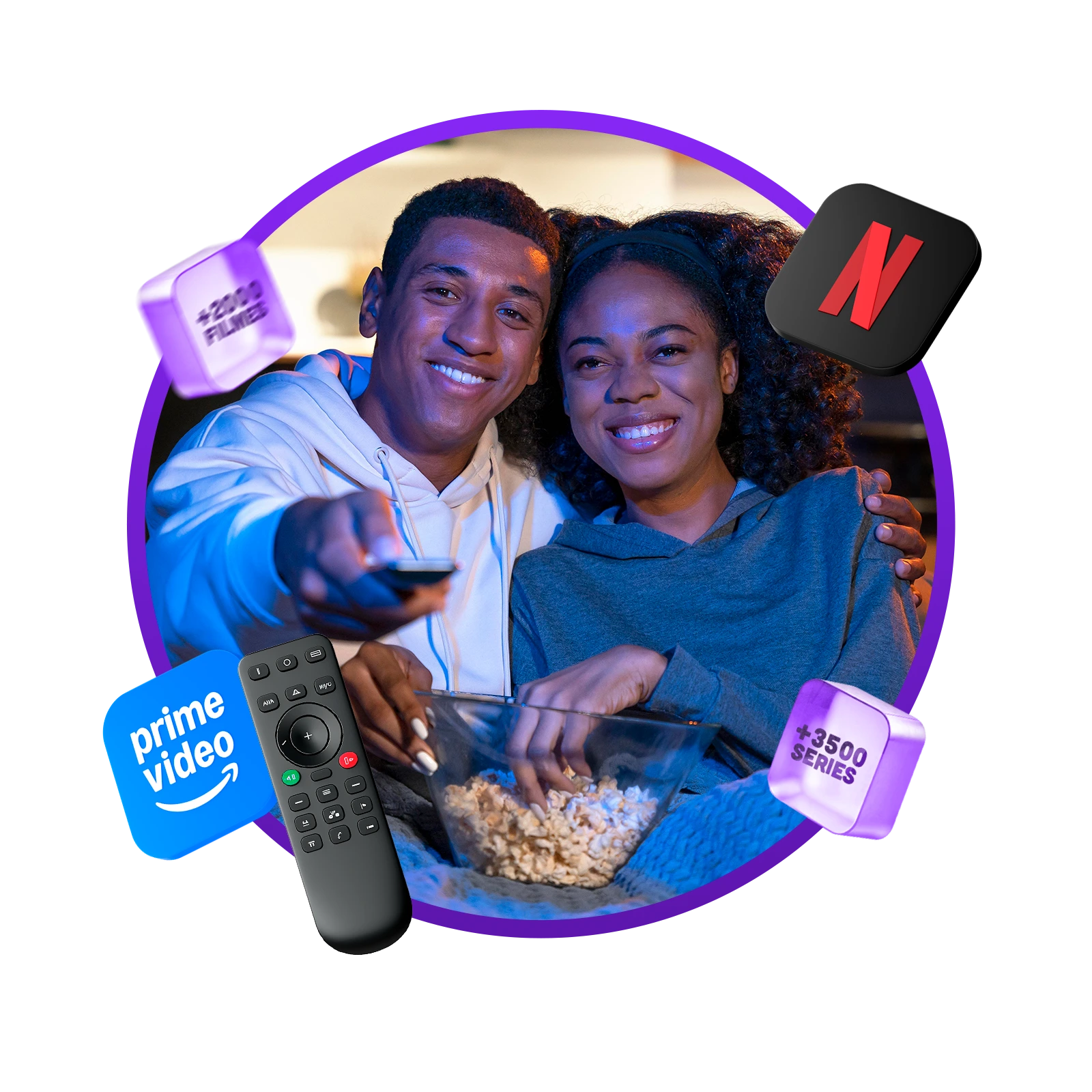 Casal assistindo filmes com internet ultra-rápida.